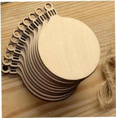 DDDONE 30Pcs Christmas Wooden Craft Decor Hanging Bauble Blank Shapes Xmas Tree Props