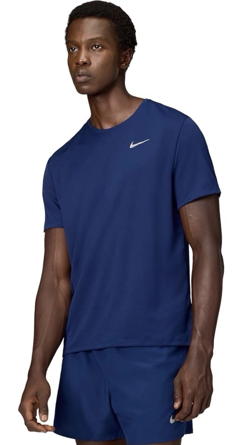 Nike Breathe Men's Reflective Trim Running Short Sleeve T-Shirt SZ XL Blue