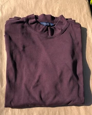 SCOTT BARBER 100% Pima Cotton Long Sleeve MOCK TURTLENECK CHOCOLATE BROWN Mens L