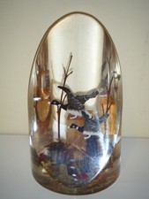 Vintage Goldfeder GEESE Clear Acrylic Resin Desktop Paperweight
