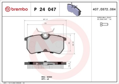Bremsbelagsatz Scheibenbremse PRIME BREMBO P 24 047 für FORD FIESTA FOCUS CCN 6