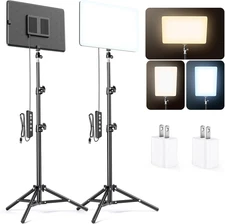2 Pack LED Video Light Kit, Studio Lights with 51.9'' Tripod Stand, Photography 