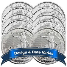 Lot of 10 - U.K. 2 Pound Silver Britannia .999 1 oz Random Date