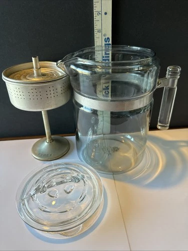 VTG.*Blue Flameware*Pyrex *6 Cup 7826-B*Percolator Coffee Pot*Complete(Read)