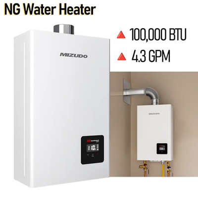#ad 100000 BTU Tankless Water Heater Natural Gas 4.3 GPM Instant Hot Water USED $179.99