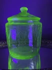 Vintage Anchor Hocking 'Cameo' Ballerina Uranium Green Glass Biscuit Jar