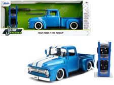 1956 Ford F-100 Pickup Light Blue Met. & Extra Wheels 1/24 Diecast By Jada 31541
