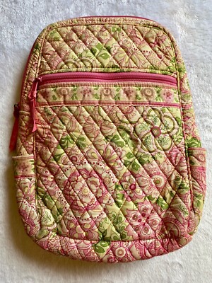 Vera Bradley Small Backpack Pink Green Quilted floral Vera Bradley Pink Green Floral Mini Backpack Quilted  main image 3
