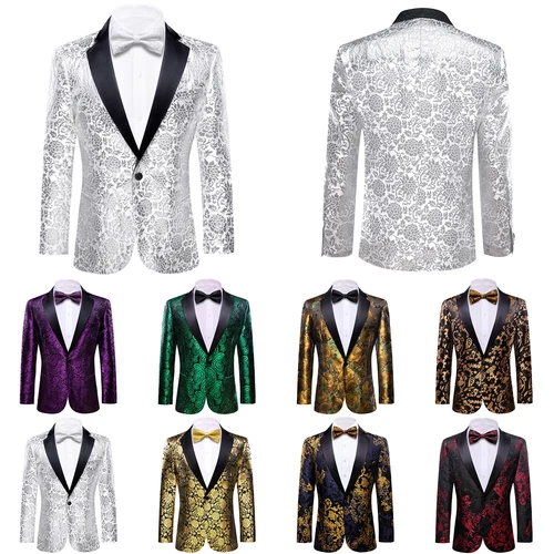 Para Hombres Floral Esmoquin Cena Chaqueta Calce Regular Chal Solapa Paisley Baile de graduación Fiesta Traje - Imagen 2 de 236