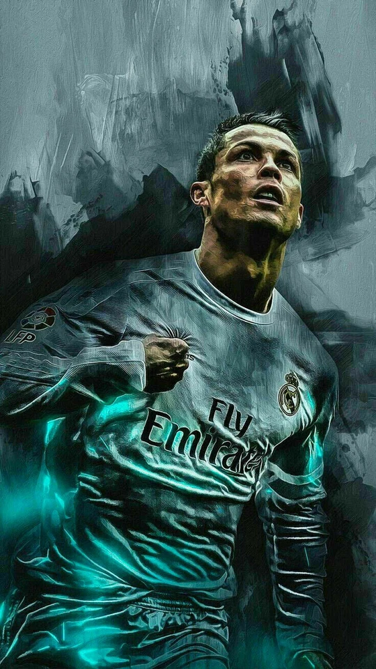 Cristiano Ronaldo CR7 Fußball Gemalt Leinwand Wandbilder-Hochwertiger Kunstdruck - Bild 2 von 4