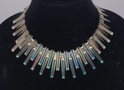 Kendra Scott KAPLAN Gold Necklace w/ Metallic Spikes Iridescent Glass $295