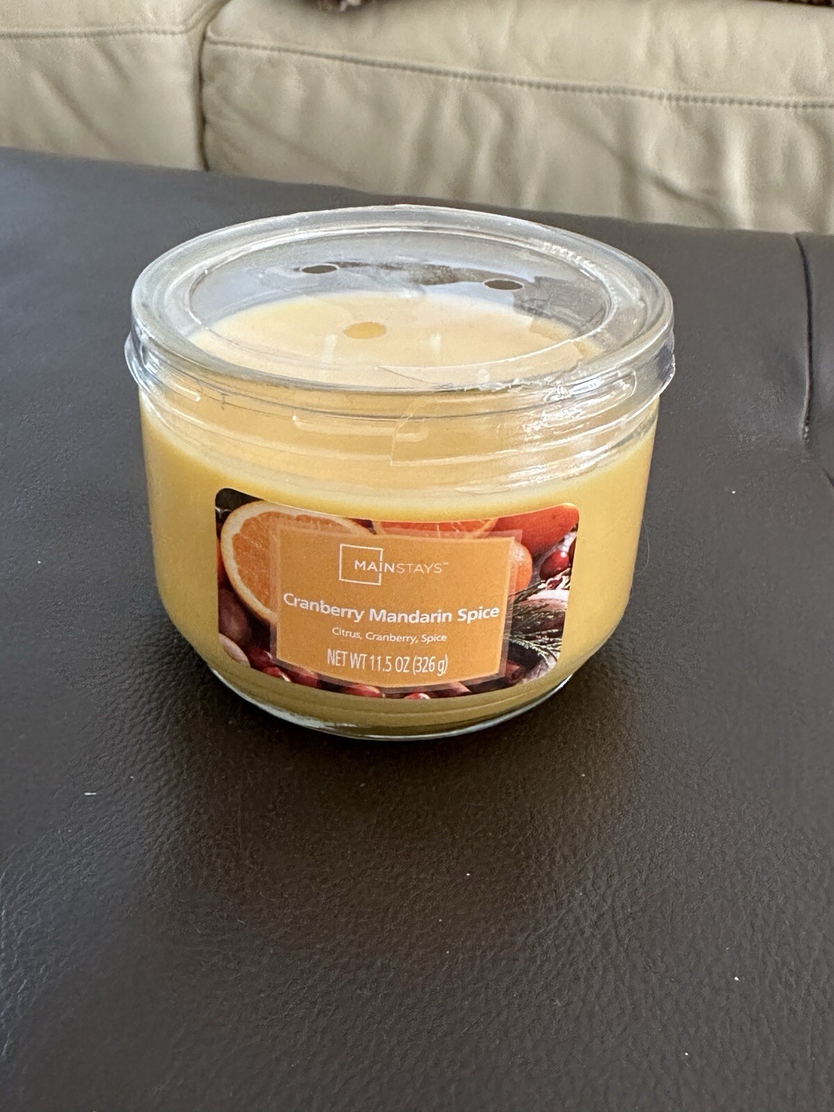 Mainstays Cranberry Mandarin Spice 3-Wick 11.5oz Jar Candle New