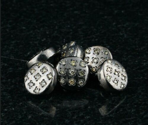 Diamond Buttons 10mm 925 Silver Shirt Button Clasp Round Natural Diamond Button - Picture 2 of 12
