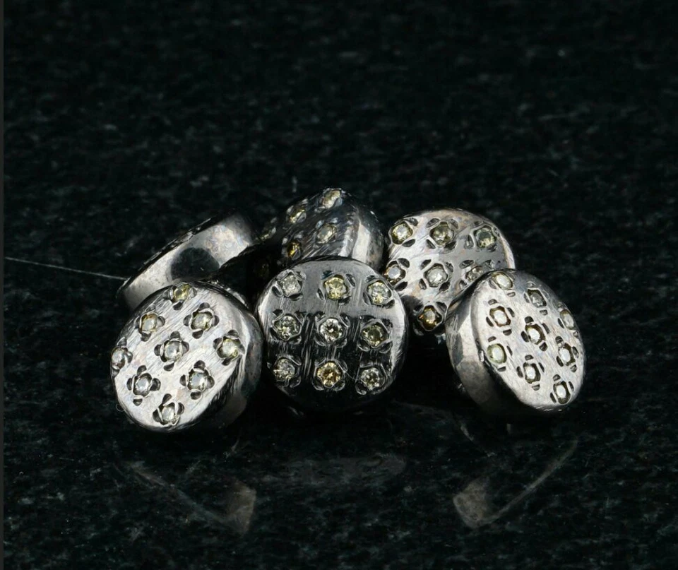 Diamond Buttons 10mm 925 Silver Shirt Button Clasp Round Natural Diamond Button. - Image 2 of 4