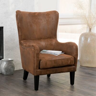 Contemporary Microfiber Wingback Club Chair