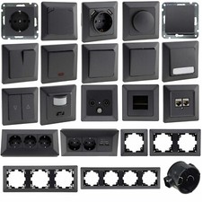 MILOS anthrazit Steckdosen Serie Steckdose USB-C Antenne Taster Schalter Dimmer