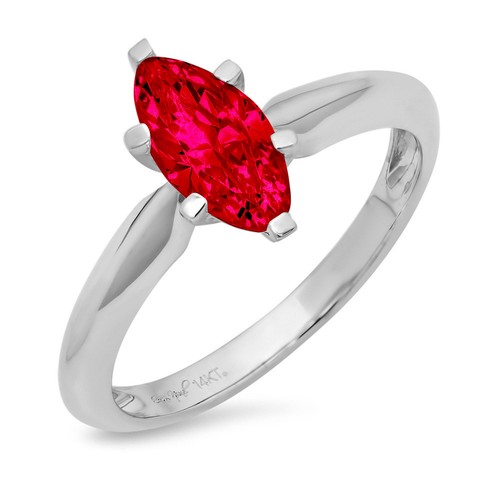 1.5 tcw Marquise Cut Engagement Ring 14K White Gold Tourmaline Promise Ring - Picture 10 of 11