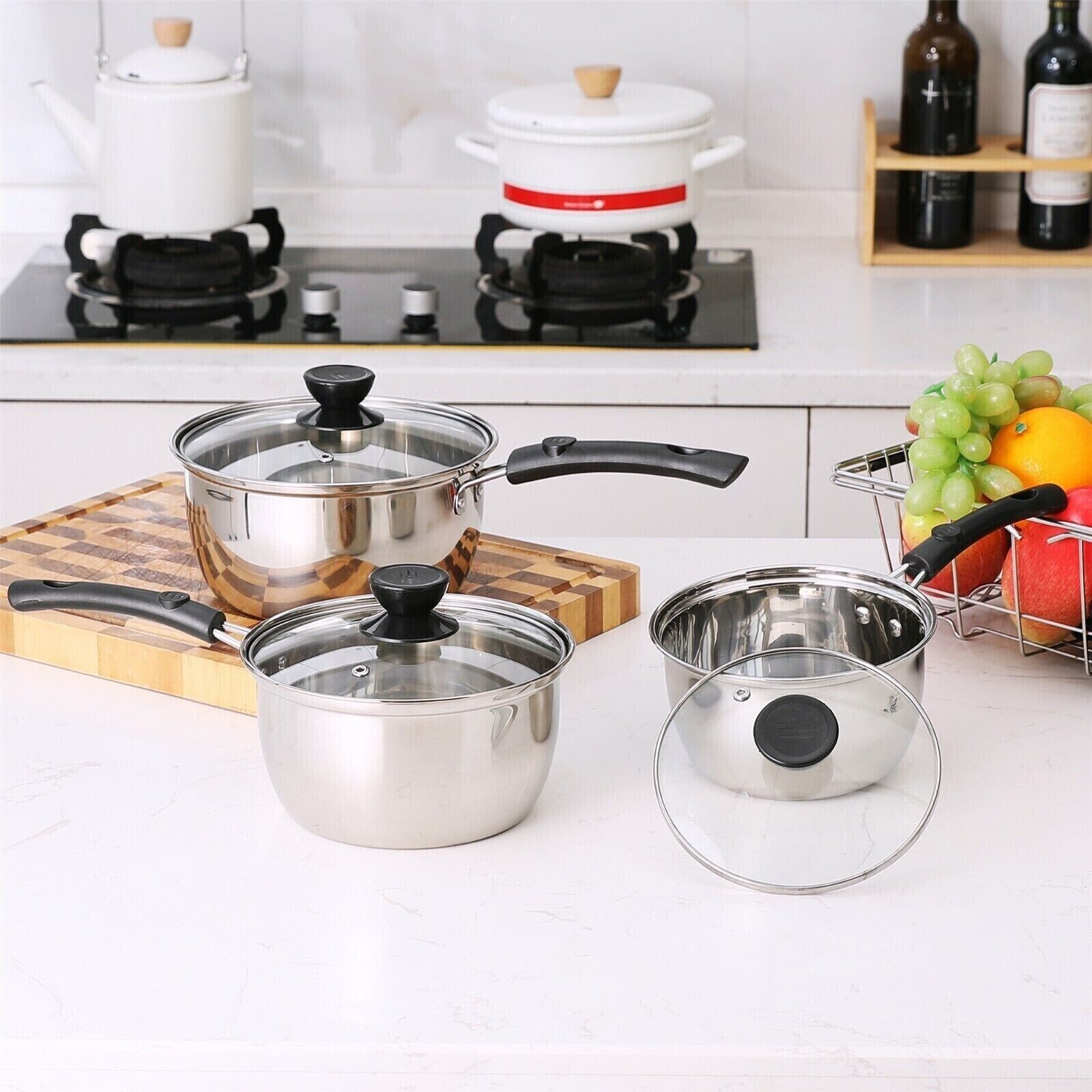Vintage Farberware Stainless Steel 3-Pan Set