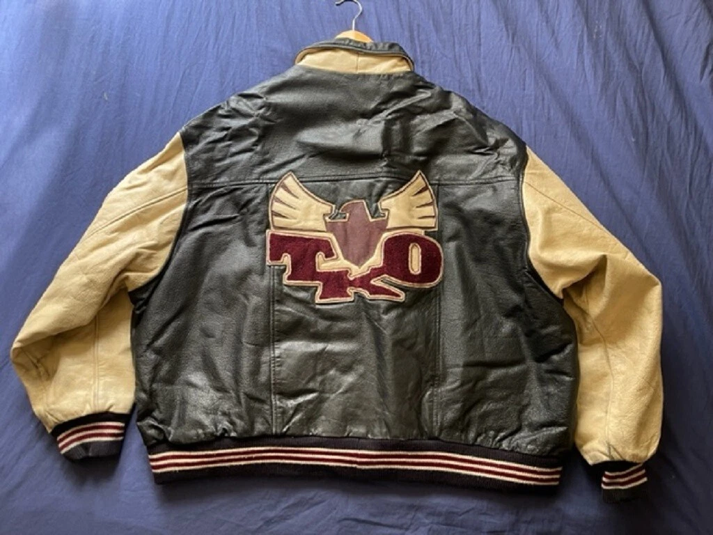 Vintage 90 s TKO OG hip hop leather bomber jacket size 3XL