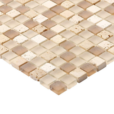 Design Beige Creme Weiß Mix Matt Naturstein Glas mosaik fliesen bordüren mosaic