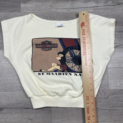 Sudadera corta vintage Harley Davidson manga corta talla grande cuello redondo - Imagen 11 de 13
