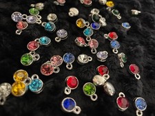 48 Piece, Bulk Lot White K Tone Birthstone Charm / Pendants DIY Jewelry
