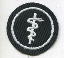 Feuerwehr Funktionsabzeichen Äskulap weiss auf schwarz ca 60mm 1 Stück (Fa449c)