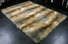 316_T Fur Carpet from SAGA Golden Island Foxes Pelt Rug Genuine Furs Real Furs