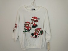 Bijo NY Christmas Sweater VTG Puff Paint Teddy Bear Womens Size 42 Oversized