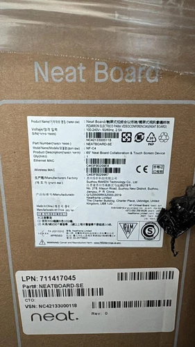 Neat Board 65" 4K Video Conferencing TouchScreen Monitor Whiteboard NEATBOARD-SE