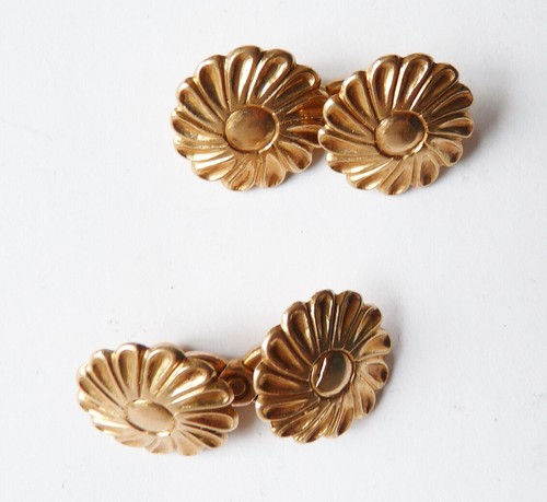 Boutons De Manchette En Or Massif - Début Du 20e Siècle - Vintage - Occasion - Doré