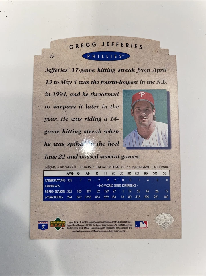 Gregg Jefferies 75 Upper Deck SC158 - Image 2 of 2