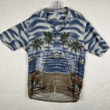 Vintage Hawaiian Shirt ~ PIERRE CARDIN ~ Size M 100% Rayon ~ Palms & Hibiscus
