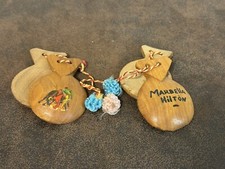 Vintage Wood Spanish Tourist BULL  Dancer Castanets - Set of 2