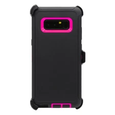 Heavy Duty Shockproof Tough Case Cover w/Clip BLACK/PINK For Samsung Note 8