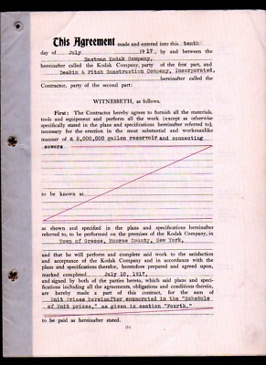 1917 George Eastman signs - Eastman Kodak contract - Bold Signature Photography