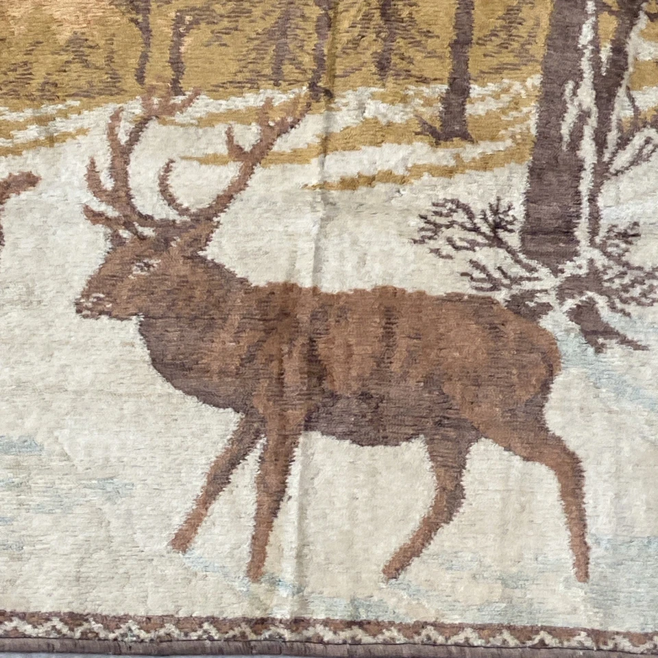 "Tapiz de paisaje arbolado alce vida silvestre puesta de sol escena 20""x40""" Foto 3 de 4