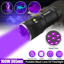 160W High Power 365nm Black Light UV Flashlight HIGH Definition Ultraviolet Kit