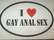 "I Love Gay Sexo Anal Broma Parachoques Calcomanía Calcomanía Gay 3x4.5"" Regalo Gratis"