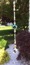 Handmade Blue Amber Healing Crystal Prisms/Suncatcher W/Swarovski Elements USA