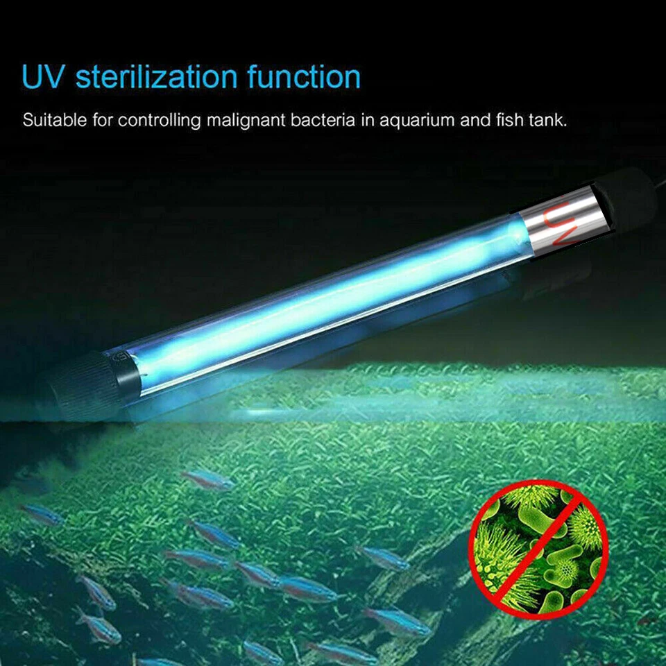 Lámpara limpia sumergible estanque esterilizador de luz UV germicida para pecera acuario Foto 3 de 4