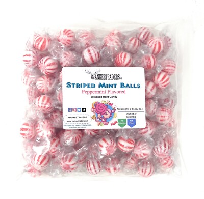 Peppermint Hard Candy Balls, 2 lbs. ~ YANKEETRADERS  ~ FREE SHIPPING