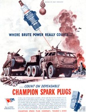 M-25 Tank Retriever CHAMPION SPARK PLUGS Army Ordnance Insigne WW2 1944 Print Ad