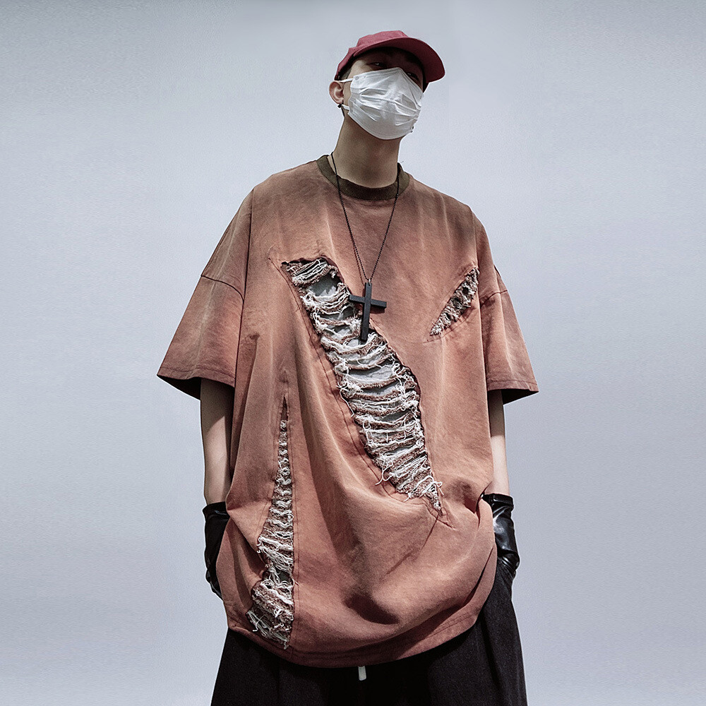 【oan】Circle Chopper Vintage Washed Short Sleeve T-Shirt West Coast Choppers - CASH ONLY T-SHIRT - Black/grey