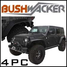 Bushwacker Flat Style Front/Rear Fender Flares fit 18-24 Jeep Wrangler JL 4-Door