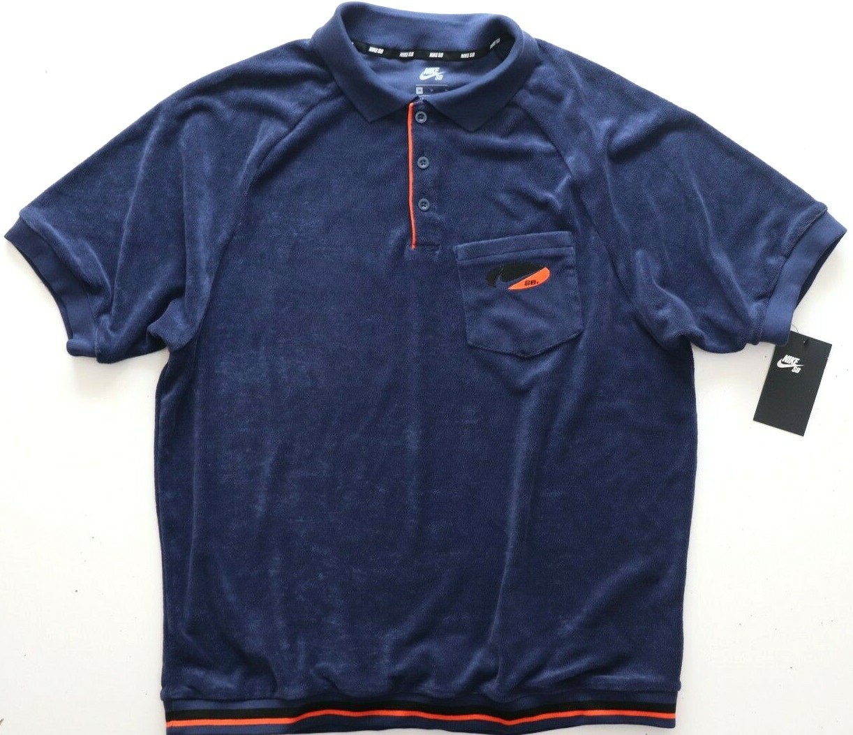 NIKE SB SKATE TERRY JERSEY MANGA CORTA POLO TOP - AZUL MARINO CI7189-410 - HOMBRE M