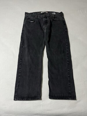 Levis 505 Mens 37x29 Jeans Black Regular Straight Distressed