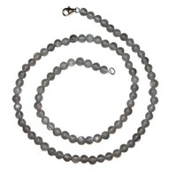 Mondstein Grau Kette Kugel Ø 6 Mm LäNge 45 Cm Mit 925Er Silber Verschluss