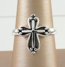 .925 Sterling Silver Cross Statement Ring Open Work Antiqued size 7.5
