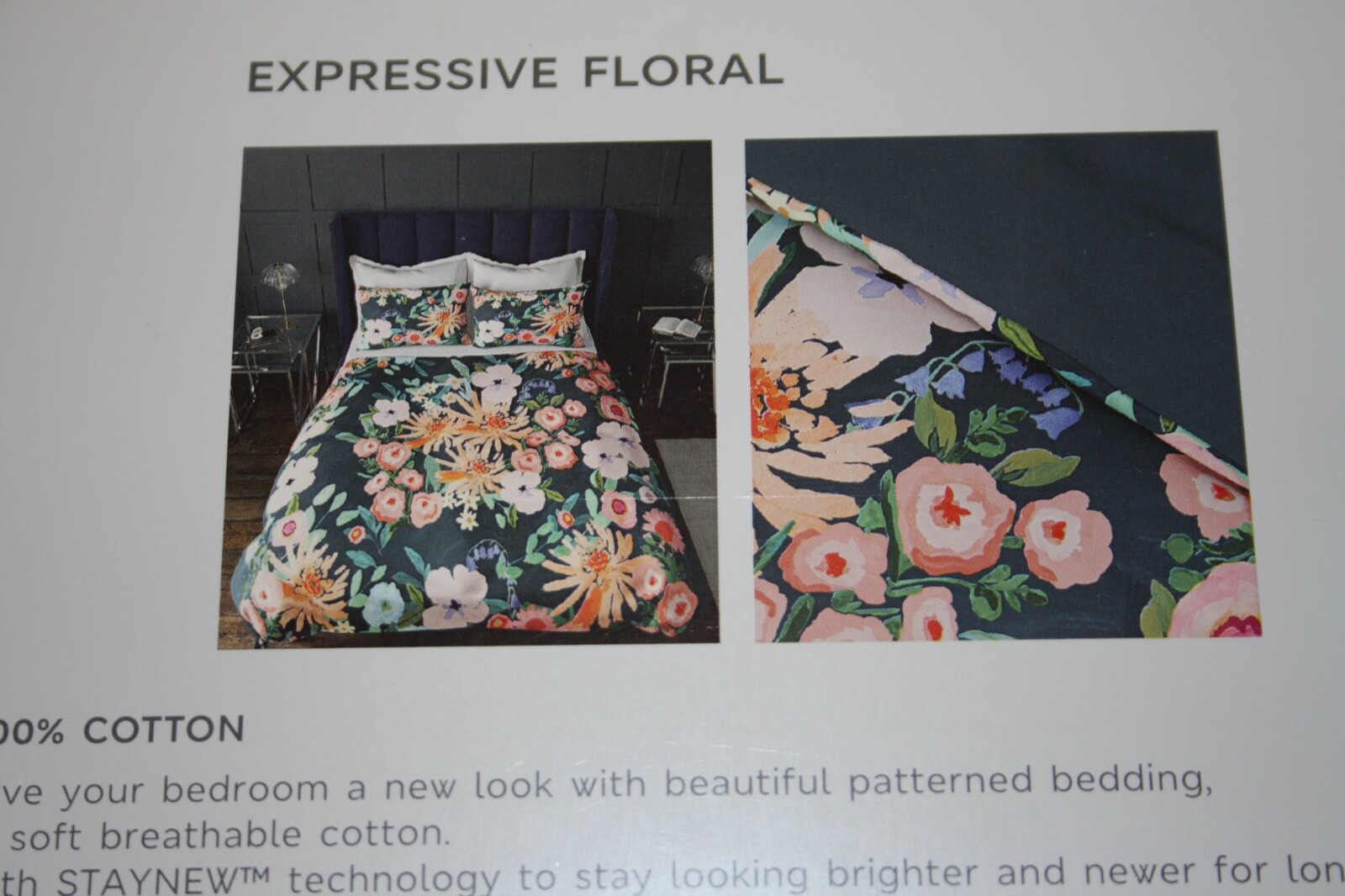 Marks & Spencer Two Single Duvet Cover Sets Expressive Floral Teal Mix
